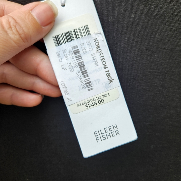 NWT Eileen Fisher Black Stretch Jersey Knit Mock Neck Dress - Size XXS - Picture 8 of 12